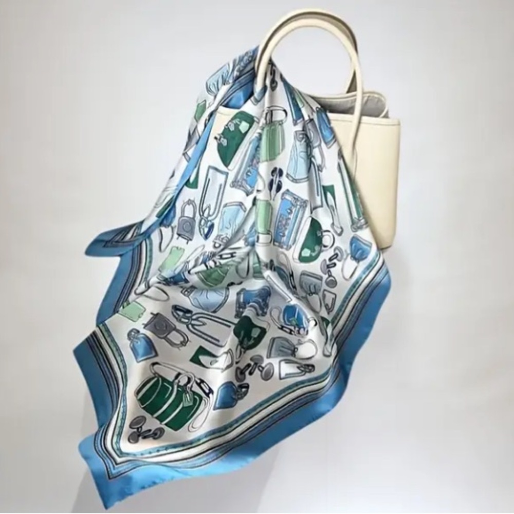 Square Scarf with Colorful Bags Print